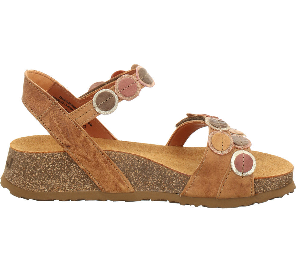 Think! Femme Koak Durable Tongs - Sandales Confortables En Cuir Tanné Végétal